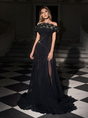 Elyxra Off Shoulder Rhinestone Skirt Set