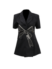Eryndel Bow Rhinestone Blazer Mini Dress