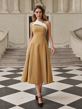 Fazrik Halterneck Midi Dress In Toast Tan