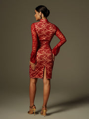 Fleury Long Sleeve Lace Midi Dress