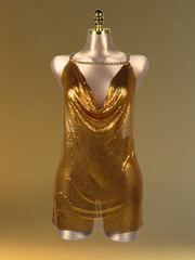 Flores Chainmail Mini Dress In Gold
