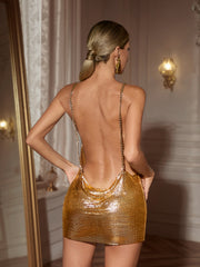 Flores Chainmail Mini Dress In Gold