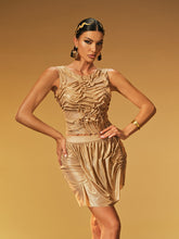 Fryxan Sleeveless Ruched Mesh Skirt Set In Brown