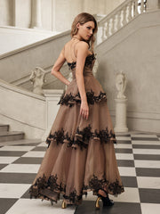 Fyraza Spaghetti Lace Tiered Maxi Dress