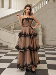 Fyraza Spaghetti Lace Tiered Maxi Dress