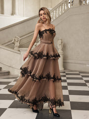 Fyraza Spaghetti Lace Tiered Maxi Dress