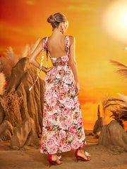 Fyrix Floral Ruched Split Skirt Set