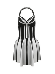 Fyron Halterneck Stripe Bandage Mini Dress