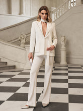 Fyronth Plunge Neck Scarf Blazer Set