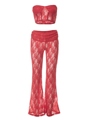 Fyrova Strapless Lace Pants Set