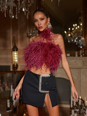 Gaetana Strapless Fringe Top With Choker