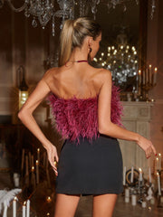 Gaetana Strapless Fringe Top With Choker