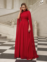 Galdrix Cape Sleeve Mesh Maxi Dress