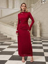 Gazra Long Sleeve Velvet Maxi Dress