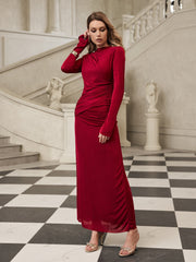 Gazra Long Sleeve Velvet Maxi Dress