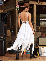 Gilbert Sleeveless Buckle Ruffled Midi Dress