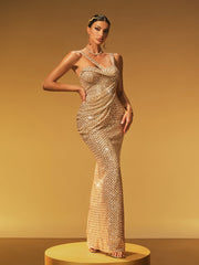 Glein Sleeveless Sequin Split Maxi Dress