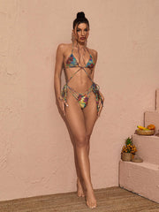 Goldie Cross Straps Printed Bikini Two Piece Set