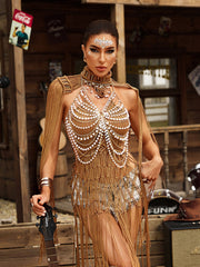 Gordon Fringe Pearl Beaded Bralette