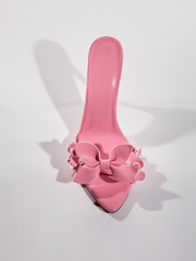 Grain Pearl Flower Slippers In Pink