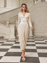 Gryia V Neck Lace Midi Dress