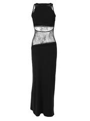 Gryvath Backless Lace Midi Dress In Black