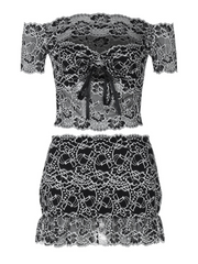 Gryxalis Off Shoulder Cutout Skirt Set