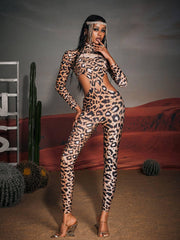 Gunner Cutout Leopard Rhinestone Jumpsuit