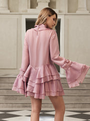 Gyrthos Long Sleeve Ruffle Tiered Mini Dress