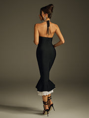 Haeldrin Lace Mermaid Bandage Midi Dress