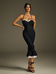 Haeldrin Lace Mermaid Bandage Midi Dress