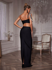 Hania Rhinestone Bandage Skirt Set