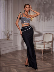 Hania Rhinestone Bandage Skirt Set