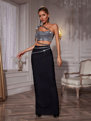 Hania Rhinestone Bandage Skirt Set