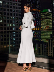 Hassan Rhinestone Blazer Dress In White