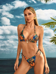 Haxara Floral Leopard Bikini Two Piece Set