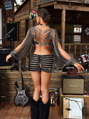 Heilyn Crystal Cover Up Top In Black