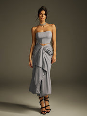 Helara Strapless Ruched Skirt Set