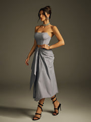 Helara Strapless Ruched Skirt Set