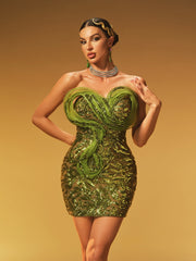 Hexara Strapless Sequin Mini Dress