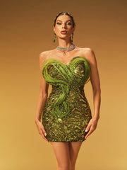 Hexara Strapless Sequin Mini Dress