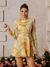Holren Long Sleeve Flower Embroidered Mini Dress