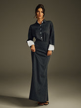Hryixel Folded Collar Stripe Skirt Set