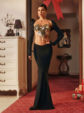 Iago Metallic Heart Drop Armor Top In Silver