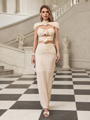 Ilvandis Flower Cutout Ruched Skirt Set