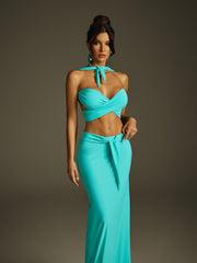 Ilvara Backless Ruched Skirt Set