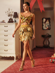 Ilya Butterfly Glossy Armor Top In Gold