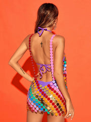 Irene Chainmail Mini Dress in Rainbow