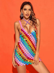 Irene Chainmail Mini Dress in Rainbow