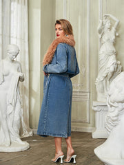 Ishtar Faux Fur Collar Denim Coat